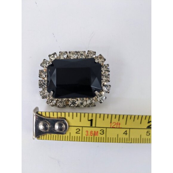 Rhinestone Brooch with Black Stone Centre Accent - Picture 6 of 10